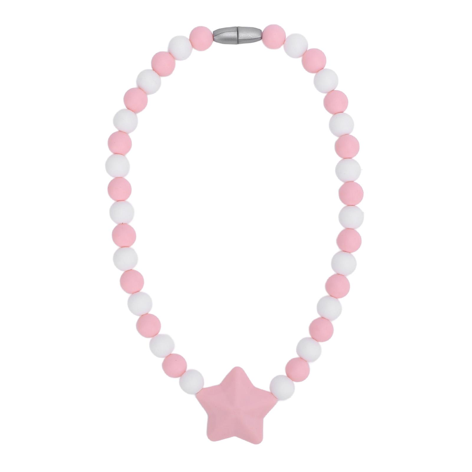 

Силиконовое ожерелье для сенсорных детей, регулируемый ремешок, легко чистится, симпатичное, стильное, сенсорное ожерелье, игрушка Pink