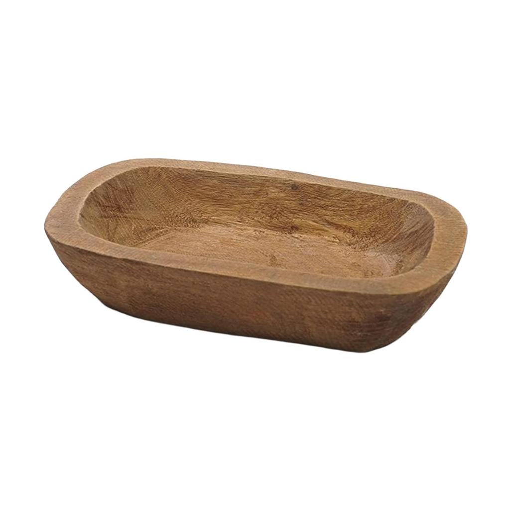 Decorative Storage Tray Solid Wood Craft Bowl for Coffee Table Display and Ornament Holder