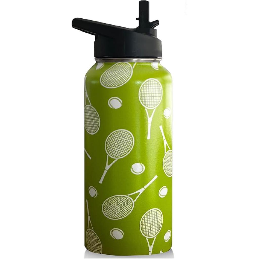 32oz Soccer Water Bottle Insulated Vacuum Stainless Steel Tumbler Travel Mugs With Straw for Gym Camping Hiking