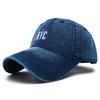 Unisex Vintage NYC Embroidery Washed Denim Baseball Cap Adjustable Snapback Hat Sun Protection Visor Hats for Men Women