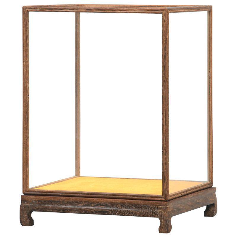 Solid Wood Carved Glass Display Case for Guanyin/Buddha Statue - Dustproof Transparent Cover