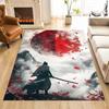 Samurai and Red Moon Print Carpet Rug for Living Room Bedroom Sofa Doormat Home Decor Non-slip Floor Mat