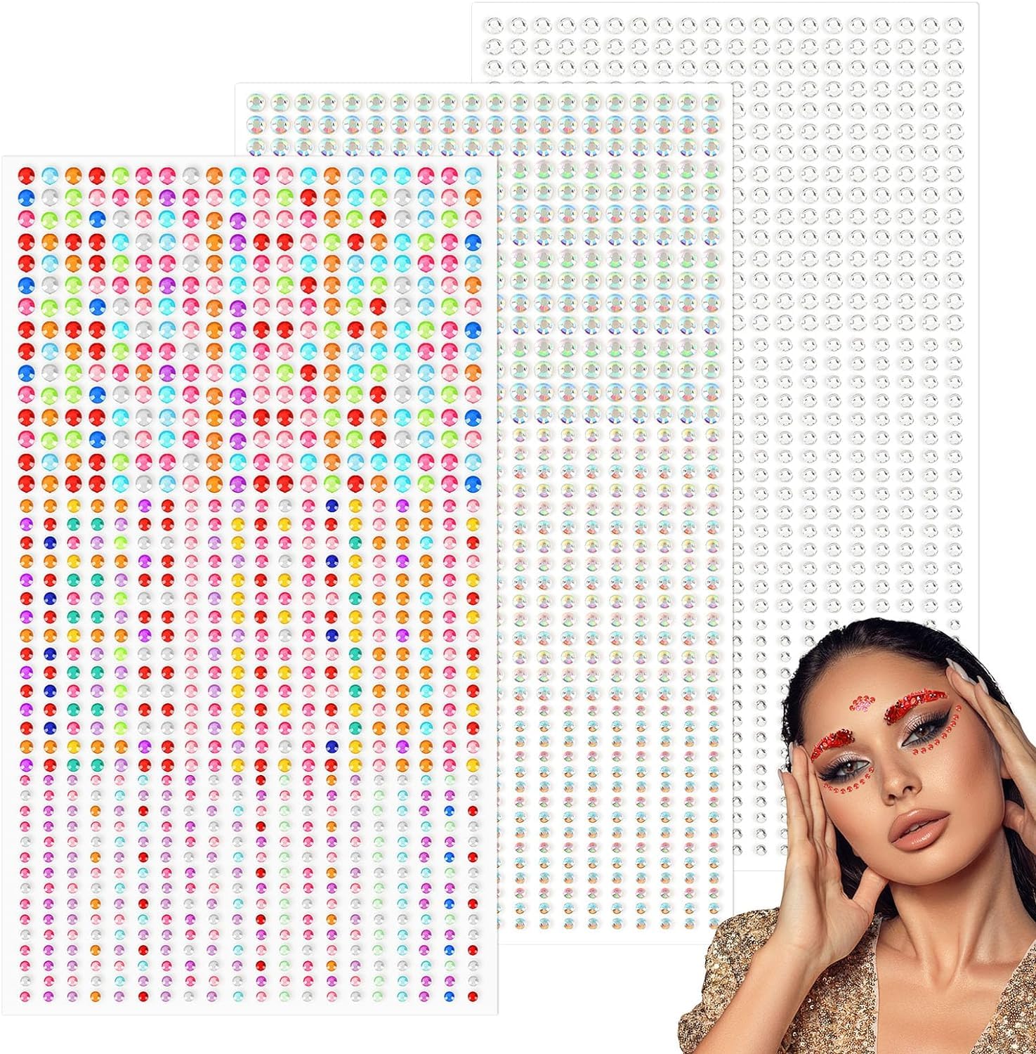 Pack Of 2700 Glitter Stones Face 3,4,5 Mm Rhinestones Self-Adhesive Glitter Rhinestone Glitter Stones For Face Make-Up Fingernail Decorations