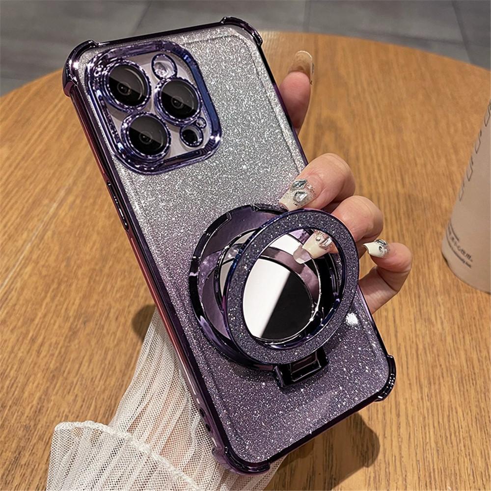 Glitter Shockproof Silicone Case For Huawei P30 Lite P40 P50 P60 Pura 70 Pro Mate 30 40 50 60 Mirror Magnetic Holder Stand Cover