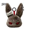 Stress Relief Plush Doll with Metal Hanging Loop, Dark Style Rabbit Pendant Bandage Stitched Keychain Toy, Funny Expression Doll, Collectible Toy Loop
