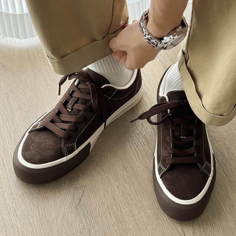Outdoor four-season solid-color striped men's casual board shoe breathable walking shoes soft-soled comfortable and trendy shoes
