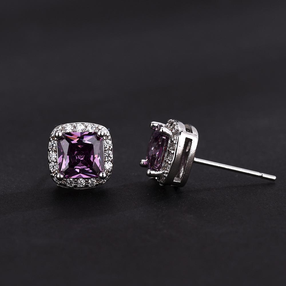 

Европейские и американские трансграничные серьги-гвоздики с леденцами: Мужские модные хип-хоп квадратные серьги с цирконом