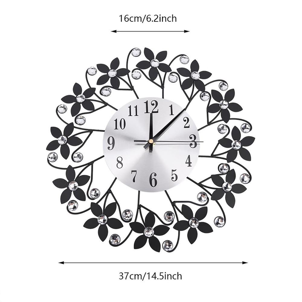 Metal Frame Wall Clock Iron Flower Wall-mounted Clock Elegant Decorative Clock Kitchen