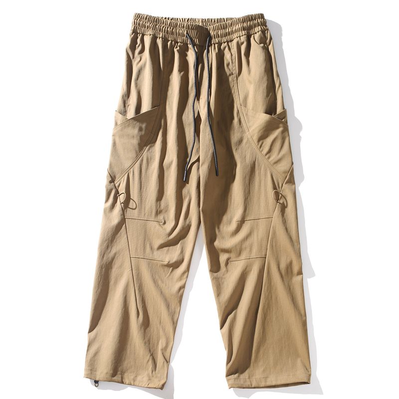 Original Foreign Trade Surplus Stock, Japanese-Style Autumn Work Pants for Men, Straight Loose Fit, Elastic Waist, Can Be Cuffed, Casual Long Pants