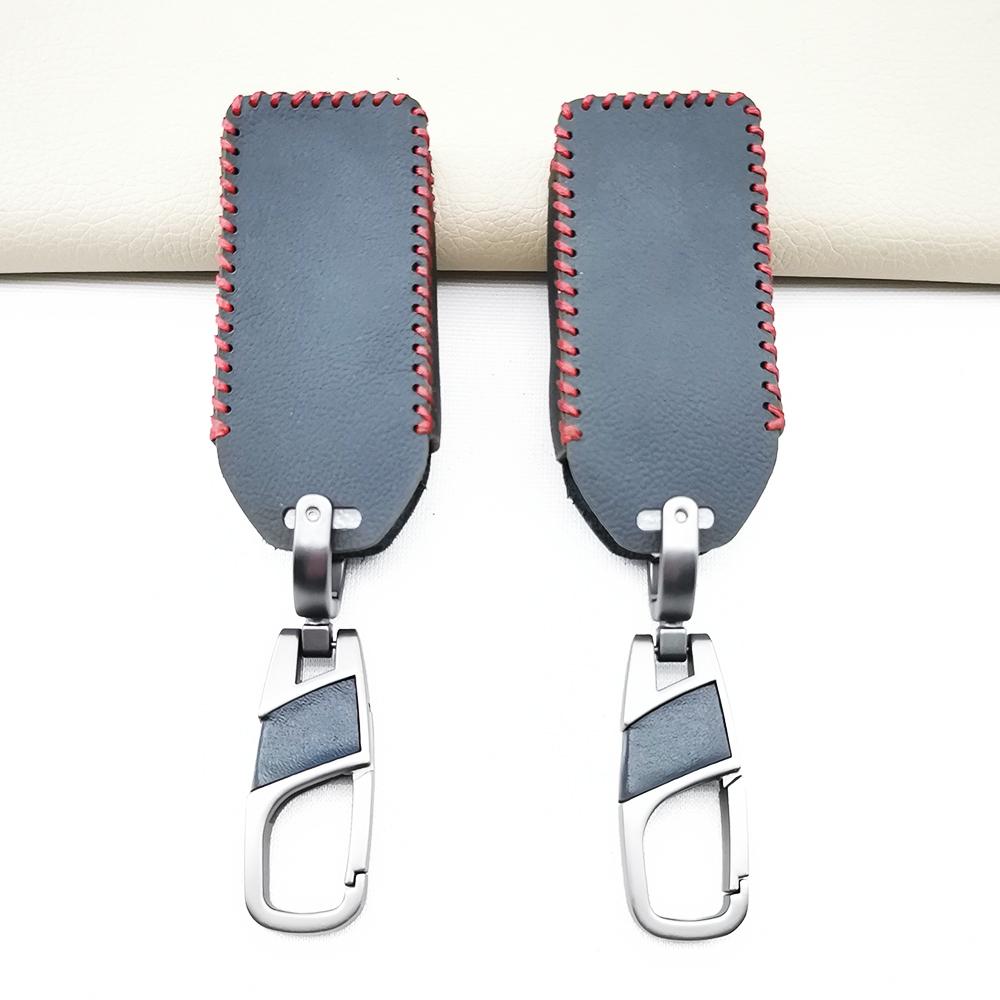 Leather Car Key Case Cover Set Fob For Mitsubishi Outlander Lancer Ex Asx Colt Grandis Pajero Sport 3 Buttons Remote Key Bag