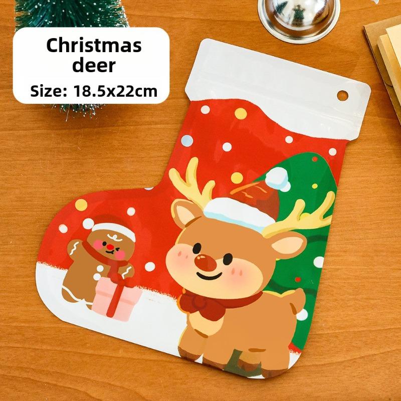 

Cute Christmas Stocking Self-sealing Bags, Student Surprise Blind Bags, Cartoon Christmas Candy Bags, Packaging Gift Bags Christmas Elk; 22 * 18.5cm
