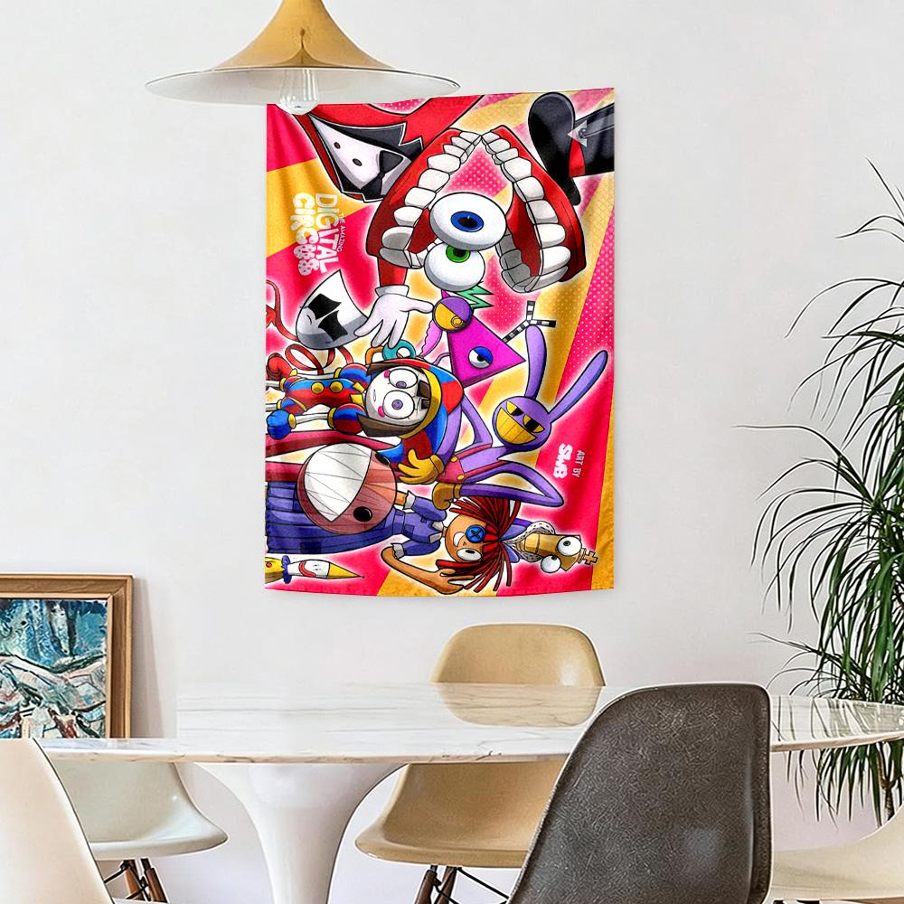 Digital Circus Wall Decor Tapestry Art For Pet Memorial Birthdaywedding Party Backdrop Family Gift