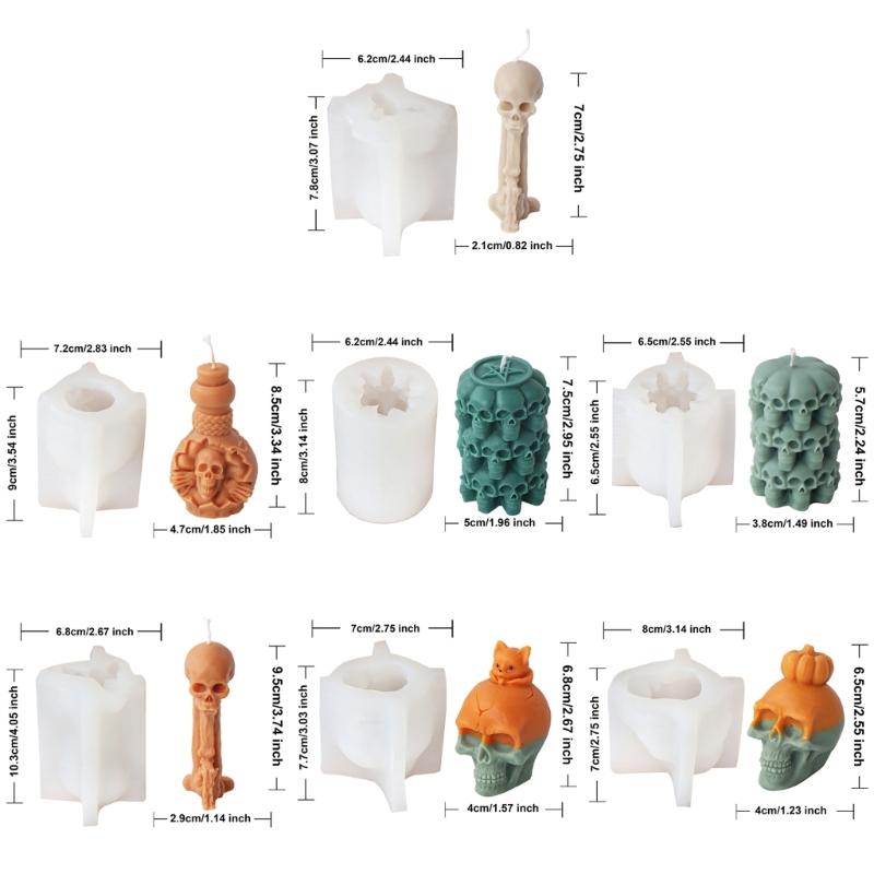 Skeleton Head Silicone Molds for Candle Soap Gypsum Decorations, Halloween Candle Molds for Making Halloween Present