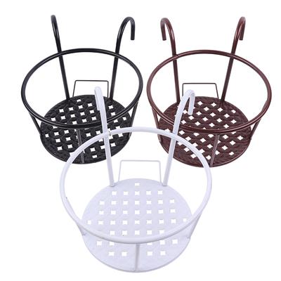 Outdoor Hanging Basket Plant Iron Racks Fence Balcony Round Flower Pot Decor
