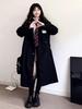 Women's Black College Style Trench Coat - Spring/Autumn 2025 Petite Mid-Length JK Uniform