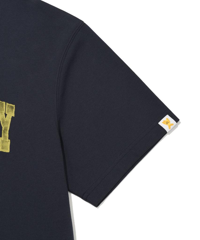 WACKY WILLY Arch Typography Short Sleeve T-Shirt Navy