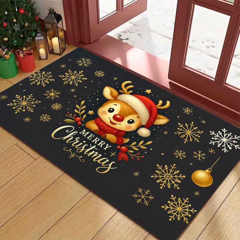 1Pcs Anti Fatigue Kitchen Rugs Christmas Cute Reindeer Waterproof Non-Slip Thick Cushioned Kitchen Mat Heavy Duty Comfort Standing Mat for Kitchen