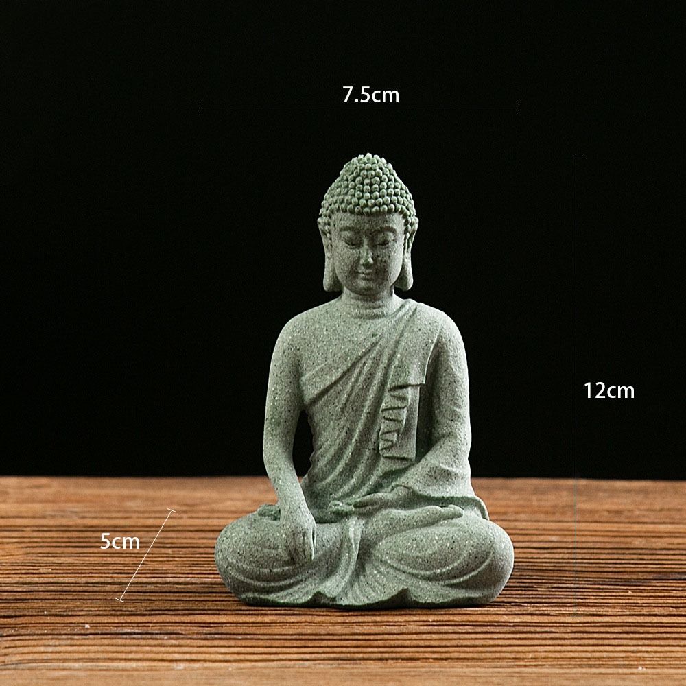 Green Sandstone Sandstone Buddha Sitting Posture Buddhist Ornament Tea Pet   Indoor