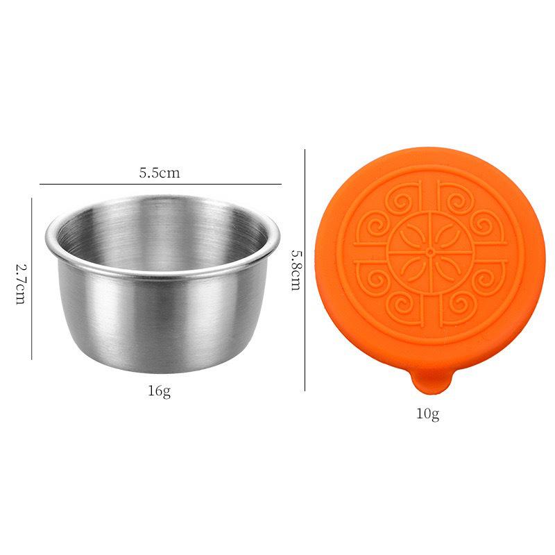 304 Stainless Steel Sauce Cup with Silicone Lid for Outdoor Use