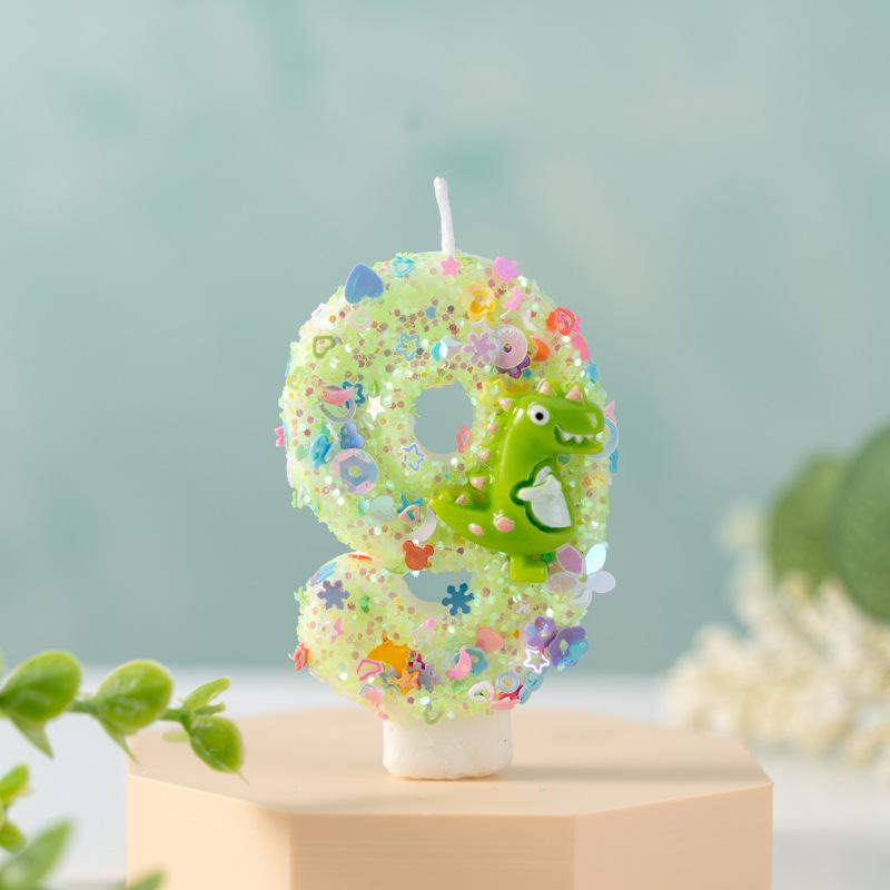 

Цифровая свеча для торта на день рождения, украшение для вечеринки, креативное украшение в виде динозавра на первый день рождения 9
