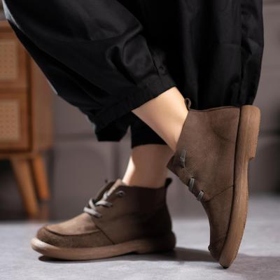 Leather Martin Boots Women's Autumn and Winter New Retro Casual Shoes Soft Leather Soft-soled Short Boots Women