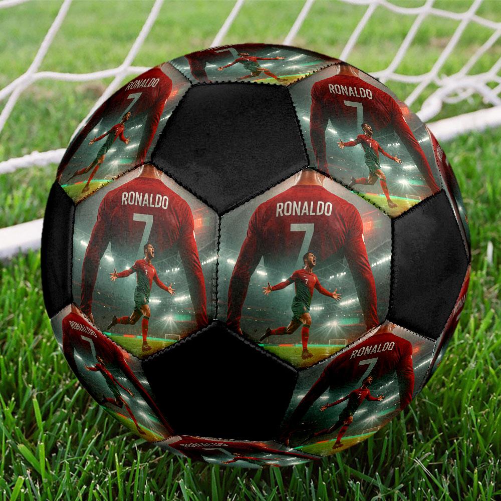 Cristiano Ronaldo Size5 Soccer Ball, Colorful, Suitable for All Ages, Machine-stitched, PVC Material, Competition Grade,durable and High Bounce