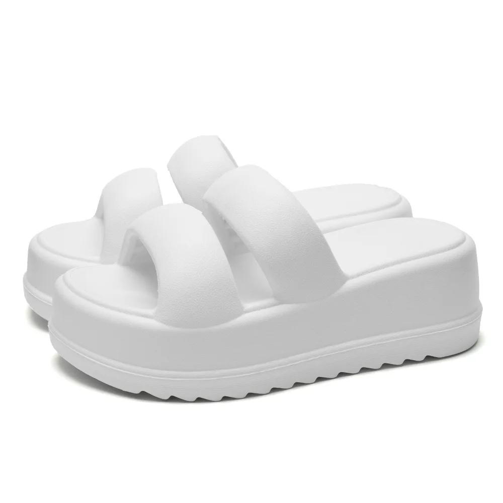 Fashion 2024 New Summer Women Fashion Thick Bottom High Heel Flip Flops Women Outer Wear Outdoor Beach Small High-Grade Casual Sandals