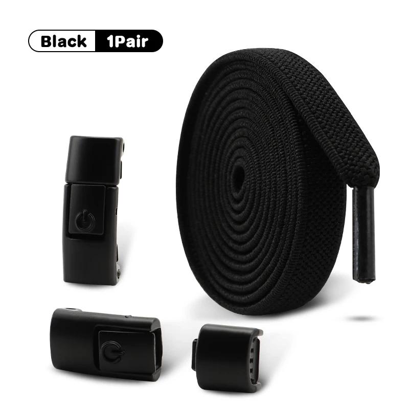 1/2Pair 8MM Flat No Tie Shoelaces Elastic Shoelace Metal Buckle Shoelaces Without Ties Sneakers Children Laces Shoe Accessories