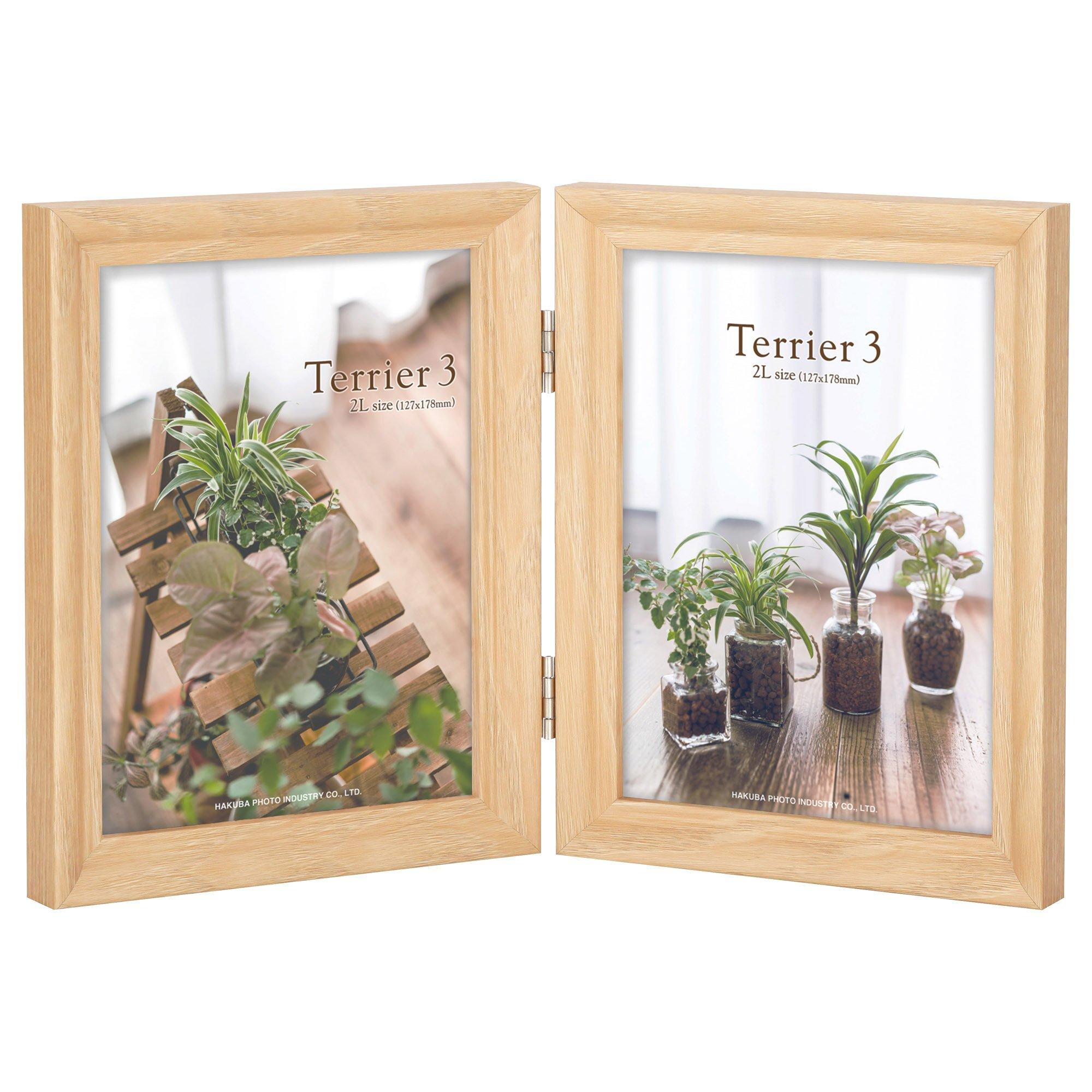 

Hakuba Terrier 3 Wooden Photo Frame, 2L Size, 2-Panel, Vertical, Natural, FWTR3-NT2L2T