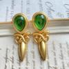 Vintage Niche Style Exaggerated Glass & Silver Stud Drop Earrings