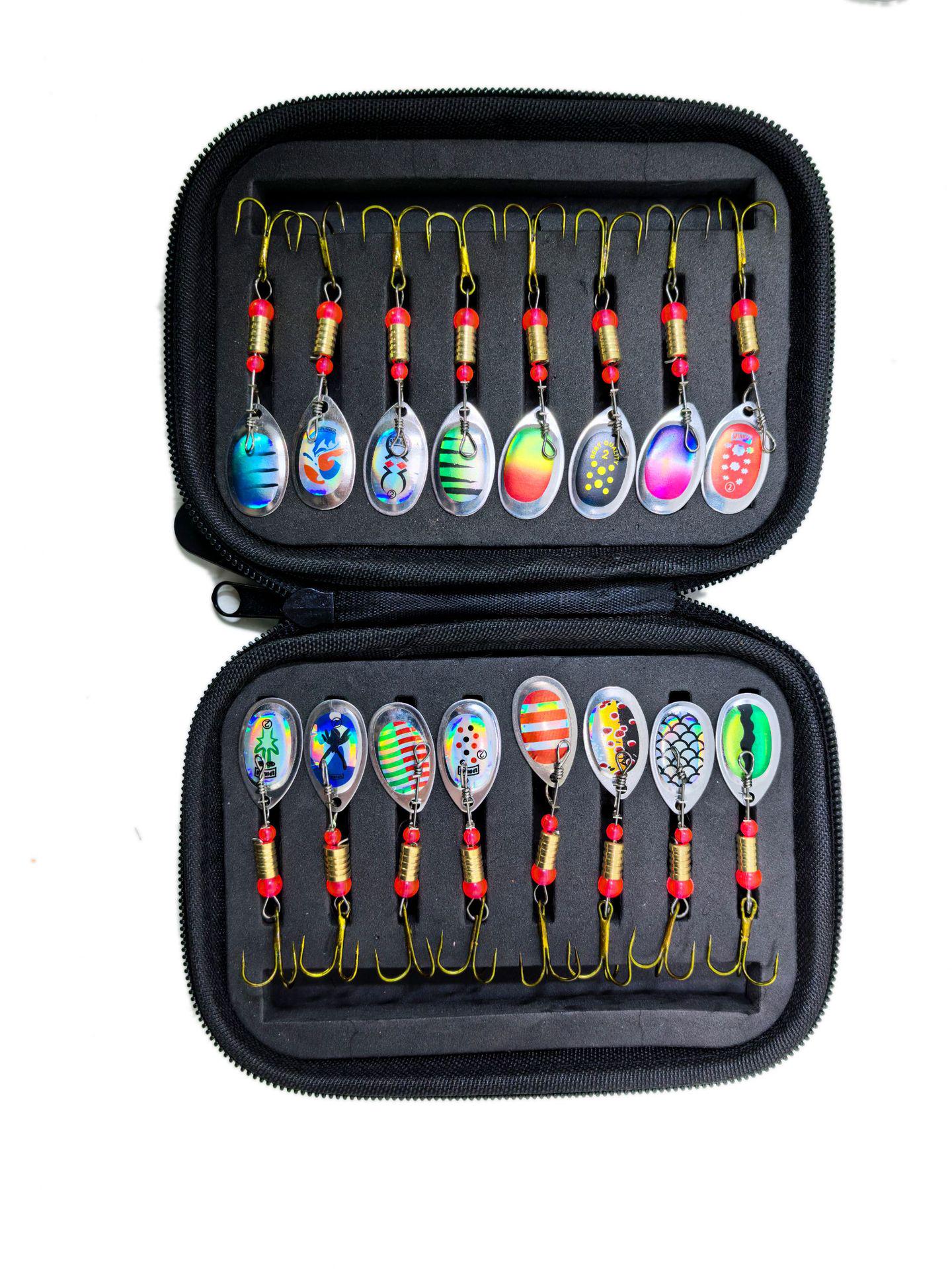 Набор из 16 вращающихся наживок с пайетками и сумкой EVA для рыбалки Luya