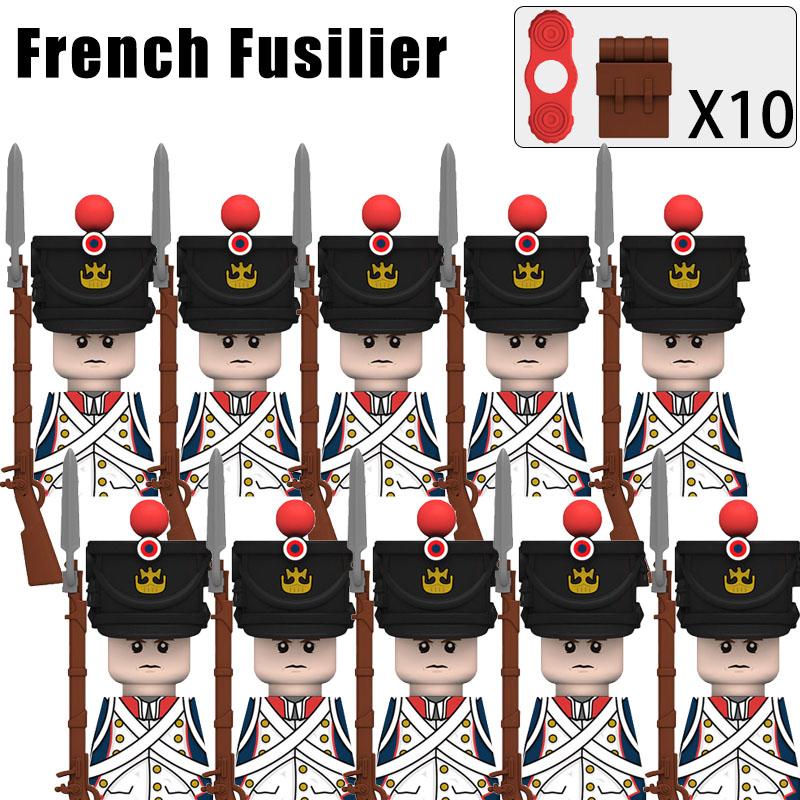 Kids Toys Napoleonic Wars Building Blocks 10pcs/lot Fusilier Lancer Soldiers Mini Action Figures Toys For Kids Christmas Gifts
