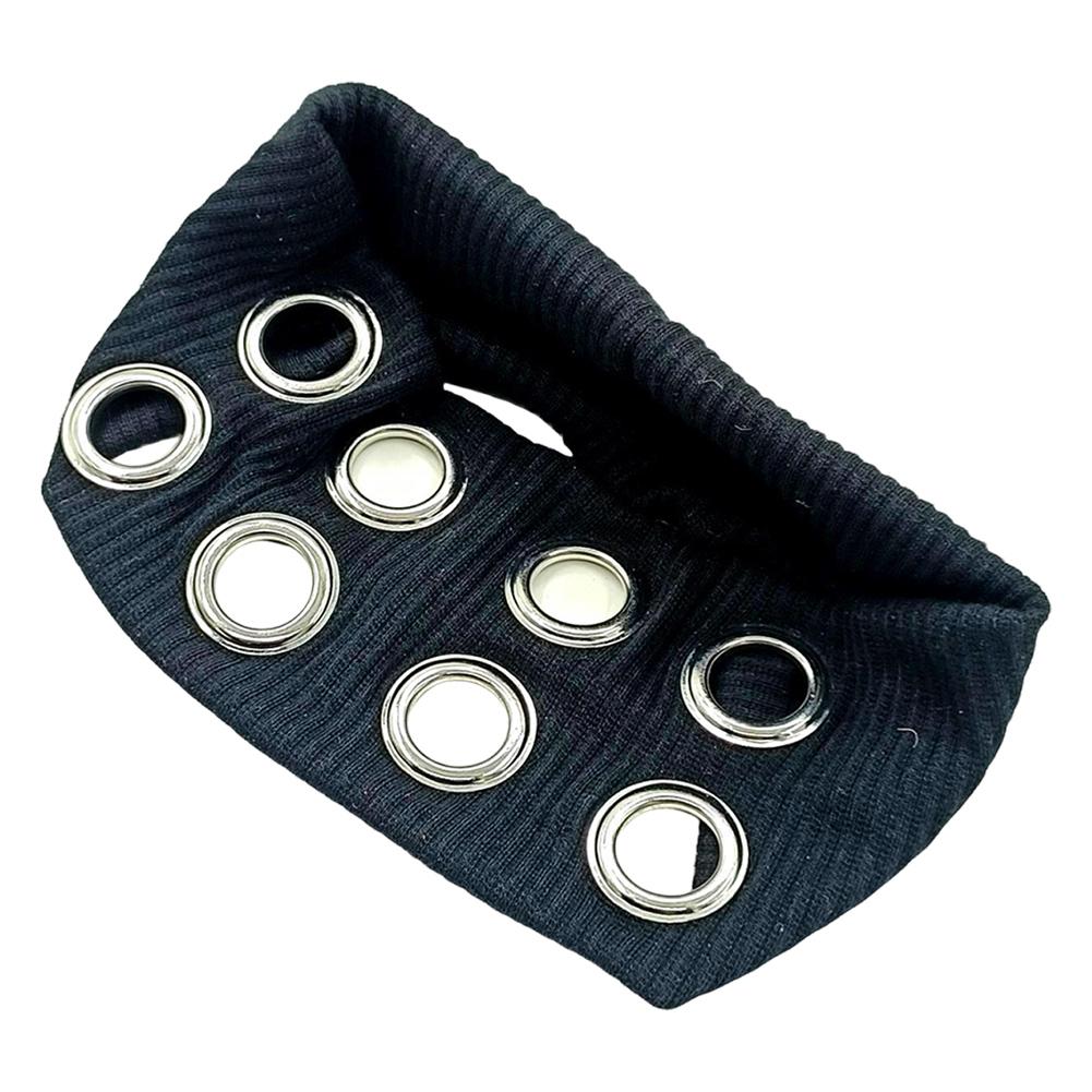 

Повязка на голову с вырезами, модная, из дышащей ткани, с металлическими люверсами, головной убор, нескользящая, широкая, эластичная повязка на голову для женщин, девушек чёрный