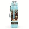 1PC Vertical U Shape Band Graphic Print 750ml Colorful Plastic Sports Water Bottle Leakproof Pop Lid with Straw for Outdoor Office Home Use