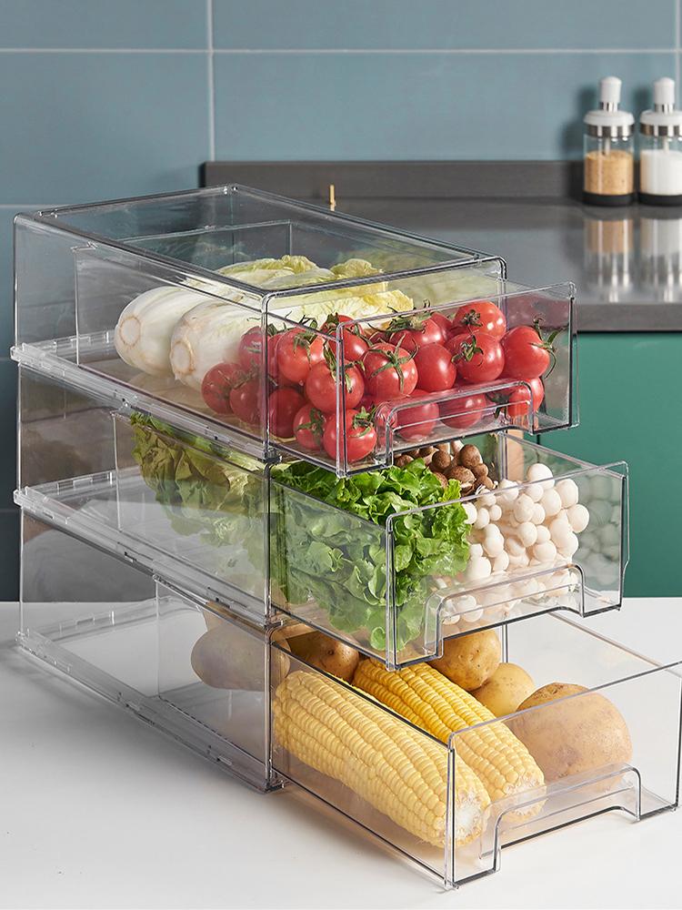 Stackable Clear Drawer Storage Box Plastic Organizer DrawerFor Home Organization & Storage Fridge Makeup Desk