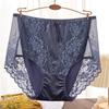 Plus Size Sexy Lace Seamless Panties High-Rised Mesh Briefs Soft Breathable Underpants Lightweight Underwear