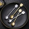Long Handle Spoon Stainless Steel Coffee Spoon, with Bull Head Decor, Pudding Dessert Multifunctional Stirring for Milk Tea Yogurt Jam Rust Resistant