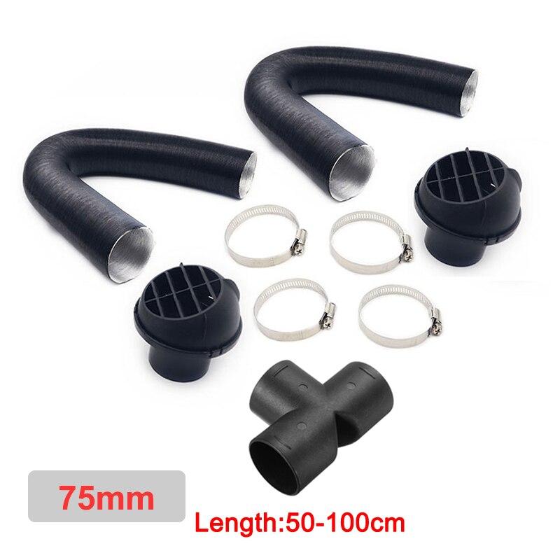 60/75/42mm Car Heater Replacement Kits Air Diesel Parking Heater Ducting Pipe Air Vent Outlet Hose Tube Connector w/Hose Clips