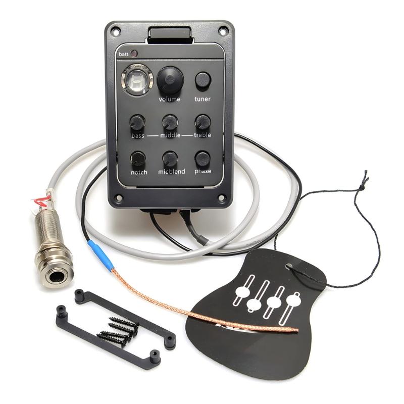 Double Model Guitar Preamp Tuner Piezo Pickup 301 Acoustic Guitar Preamp Pickup 4 Band Acoustic Guitar Pickup with Tuner