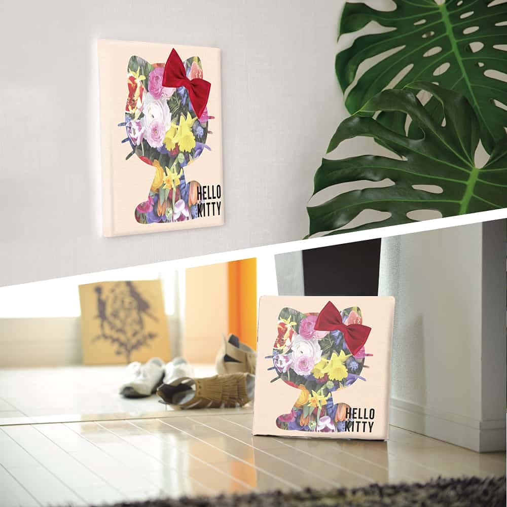 Hello Kitty Cat Art Panel, 30cm x 30cm, Made in Japan, Poster, Stylish Interior Decor, Living Room Decor, Character Fashion, Flower Fabric Panel