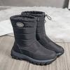 2025 Winter Shoes Women Snow Boots Flat Waterproof Warm Plush Fashion Ladies Ankle Boots Soft Comfortable Plus Size 42