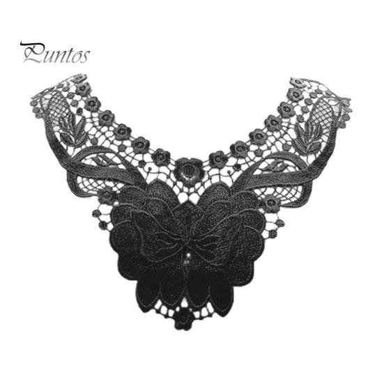 

Женский кружевной воротник с вышитыми цветами, аппликациями, цветным кружевным вырезом для самостоятельного шитья, свадебного платья на Хэллоуин, косплея чёрный