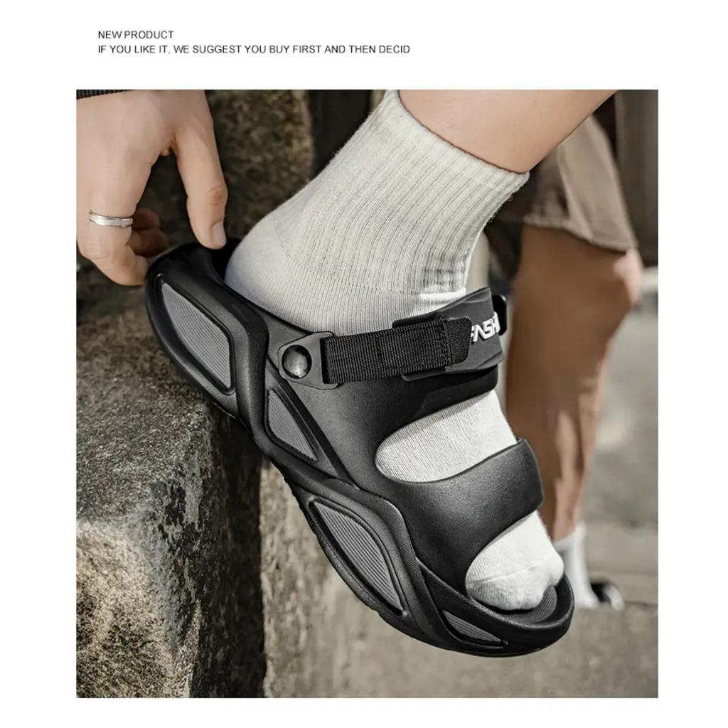 Fashion EVA Men Sandals Printed Height Increasing Thick Bottom Slippers Comfortable Breathable Outdoor Slippers