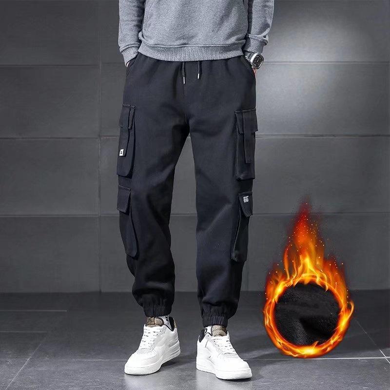 Multi-pocket Overalls Men's Japanese Large Size Loose Feet Spring and Autumn Outdoor Work Casual Pants Thin Pants Plus Velvet Pants