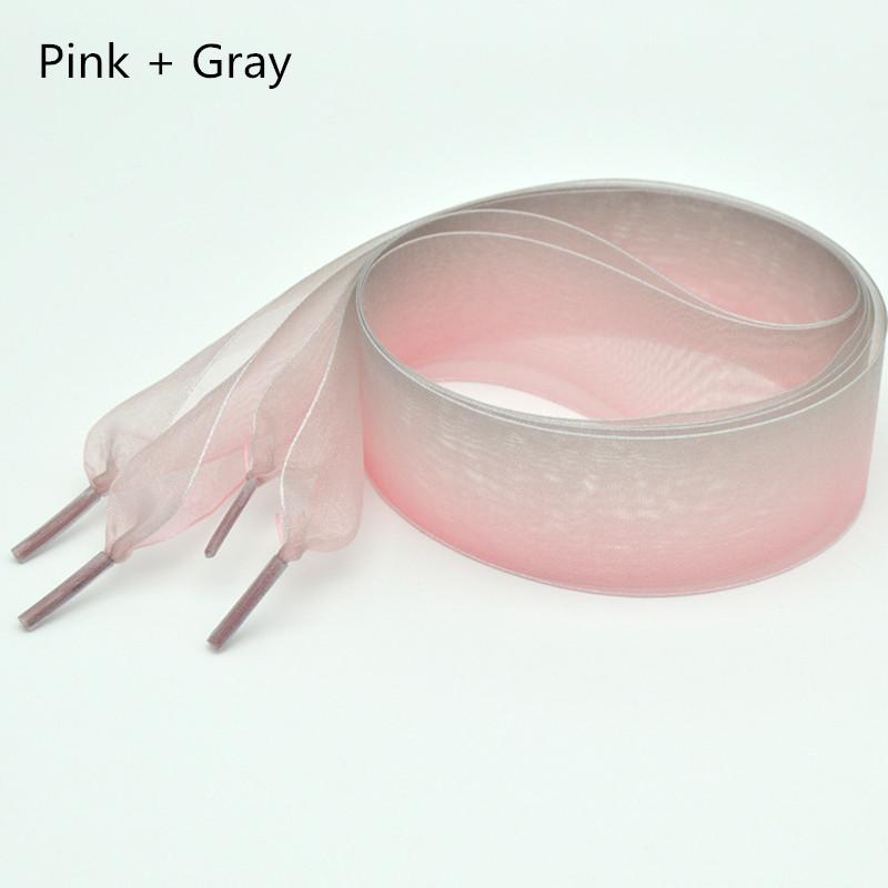 4 cm Widened Gradient Color Organza Shoelaces Chiffen Yarn Bow Wide Laces Trend Beauty White Casual Sneaker Shoes Laces Dropship
