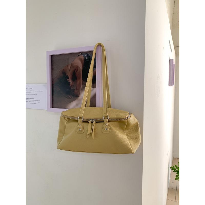 

Новая портативная сумка через плечо женская большой вместимости сумка для поездок на работу женская рабочая из мягкой кожи с двойной молнией сумка-подушка женская жёлтый