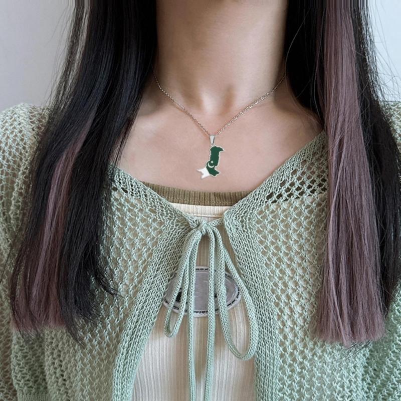 Pakistan Flags Pendant Necklace Fashionable National Maps Neckchains Adjustable Ethnic Collarbone Chains Couple Gifts
