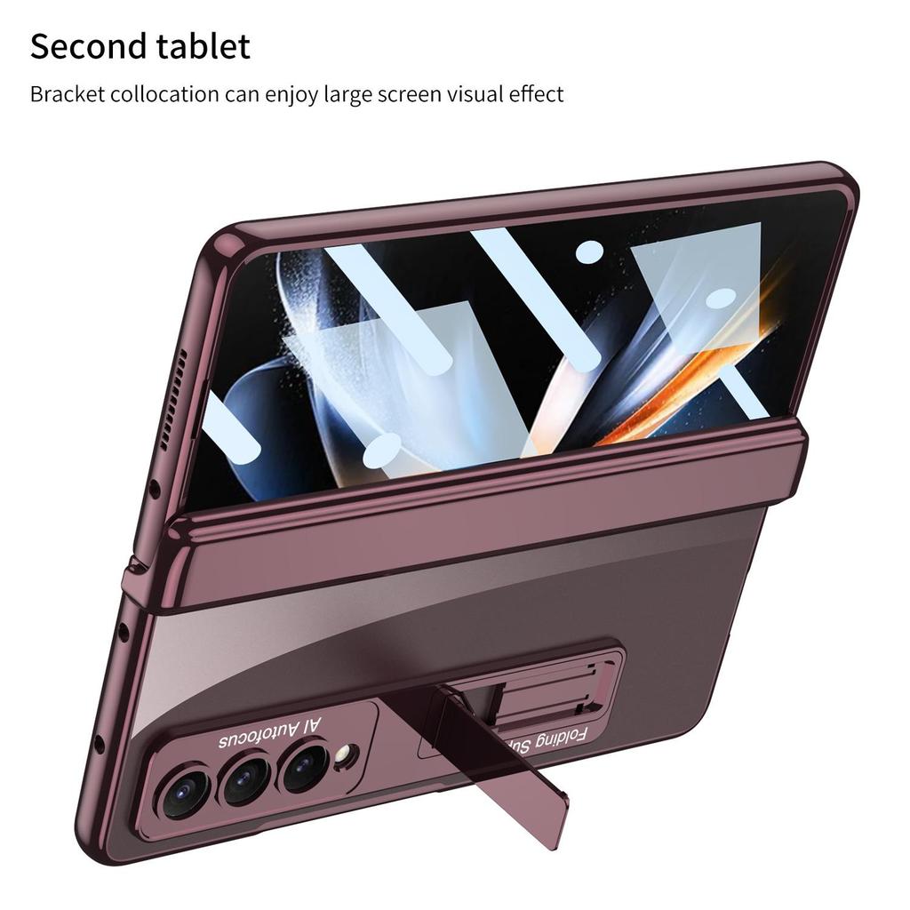 Samsung Z Fold 4 Transparent Magnetic Stand Case with Electroplated Phantom Design
