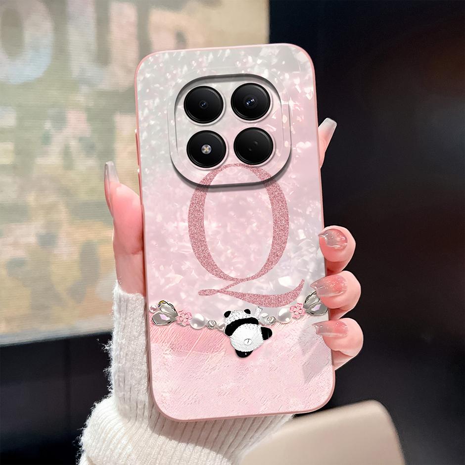 For Redmi Note 15 Pro 4G 5G Phone Cases Cute Panda 26 Letters Shockproof Soft Liquid Silicone Cover For RedmiNote15 15Pro Fandas