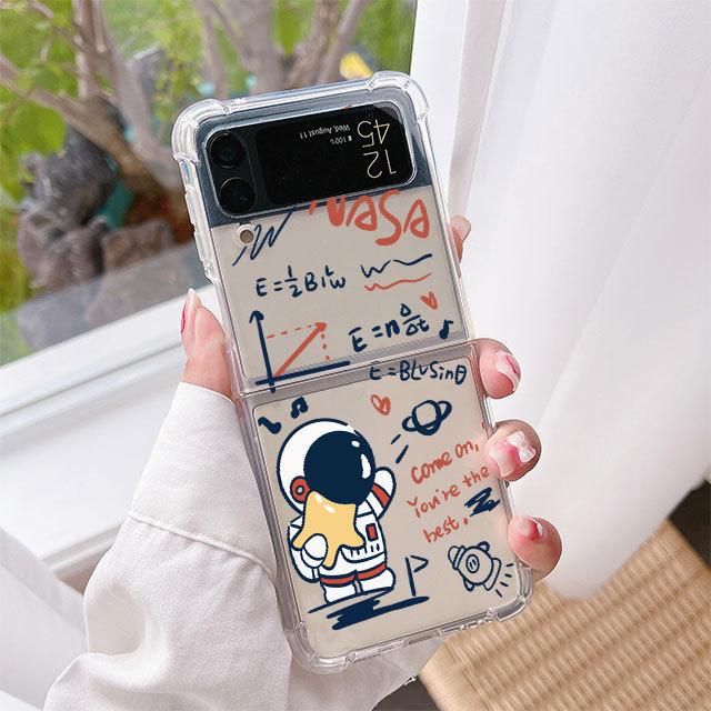 Astronauta przestrzeń księżyc przezroczyste etui Funda do Samsung Galaxy Z Flip 4 Z Flip 3 5g odporny na wstrząsy do Samsung Zflip 4 3 obudowa